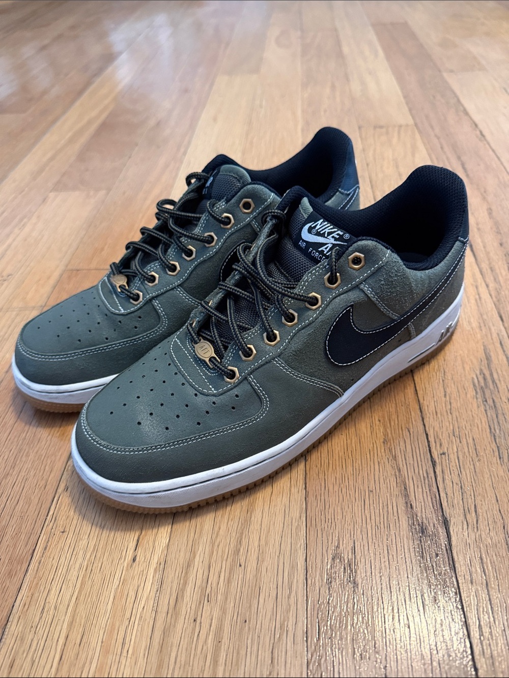 Nike Air Force 1 - Men's Olive Green and Black Low-Top Sneakers